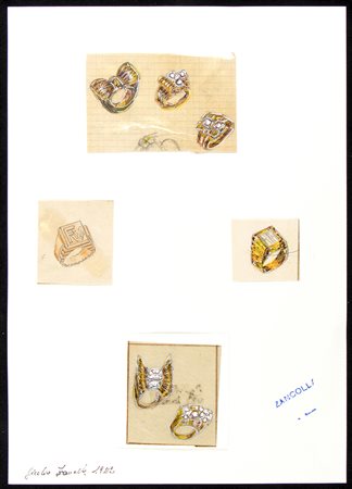 Progetti per anelli - anni '40, GIULIO ZANCOLLA  disegnatore ed orafo per BULGARI dal 1933 al 1940