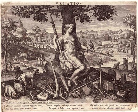 RAPHAEL SADELER I (1561-1628), DA JAN VAN DER STRAET OSSIA GIOVANNI STRADANO (1523-1605): Venatio