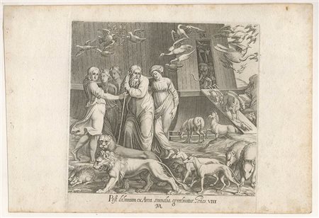 FRANCESCO VILLAMENA (1564-1624) DA RAFFAELLO SANZIO (1483-1520): Post diluvium ex Area animalia egrediuntur. Genes. VIII