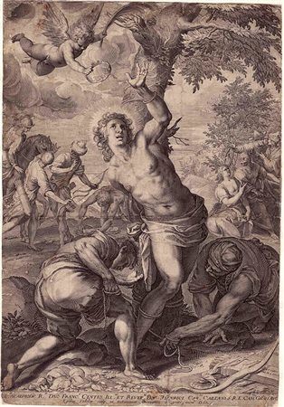 EGIDIO SADELER (1570-1629), DA JACOPO NEGRETTI DETTO PALMA IL GIOVANE (1544-1628): Martirio di San Sebastiano