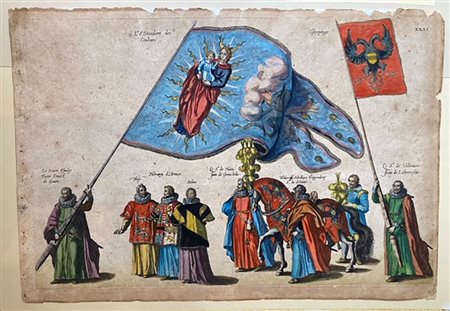 JACQUES FRANCQUART (1577 -1651) 
CORNEILLE GALLE ( 1576 - 1650)
: L’Estandard des couleurs / Groninge                                    Le cheval de Dueil