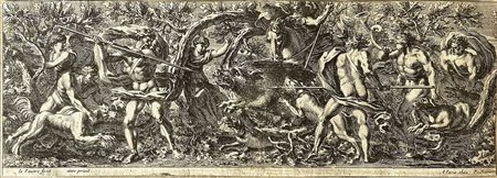 JEAN LE PAUTRE (1618-1682): CACCIA AL CINGHIALE