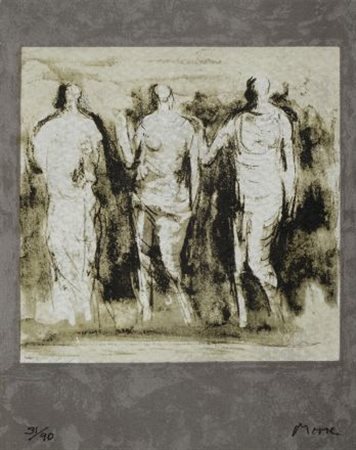 Henry Moore (Castleford, 1898 - Munch Hadham, 1986) Three Graces Litografia a...
