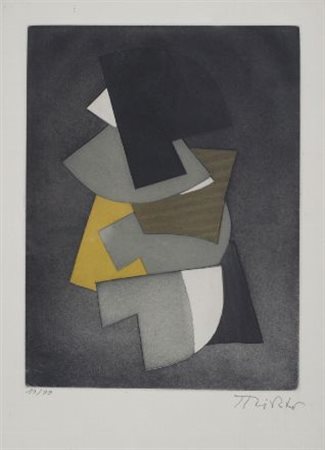 Hans Richter (Berlino, 1888 - Locarno, 1976) Senza Titolo Acquaforte...