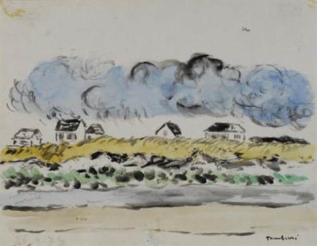 Orfeo Tamburi (Jesi, 1910 - Parigi, 1994) Paesaggio, 1974 Acquerello su carta...
