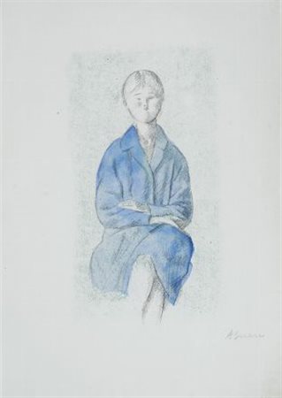 Antonio Bueno (Berlino, 1918 - Firenze, 1984) Ragazza seduta Tecnica mista su...