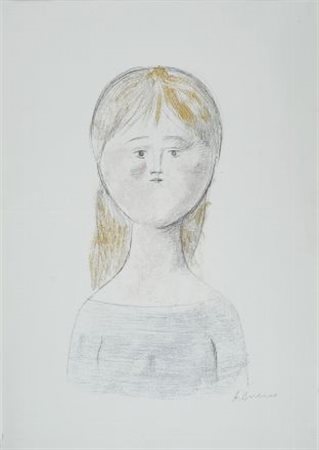 Antonio Bueno (Berlino, 1918 - Firenze, 1984) Bambina Carbonicino e pastelli...
