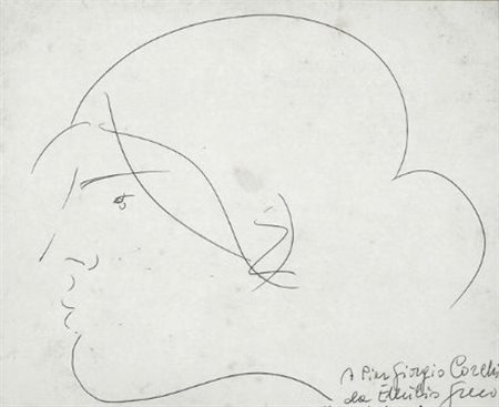 Emilio Greco (Catania, 1913 - Roma, 1995) Profilo Inchiostro su carta, cm....