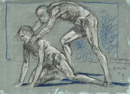 Alberto Sughi (Cesena, 1928 - Roma, 2012) L'aggressione, 1974 Tecnica mista...