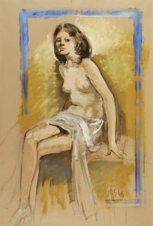 Alberto Sughi (Cesena, 1928 - Roma, 2012) La modella Tecnica mista su carta...