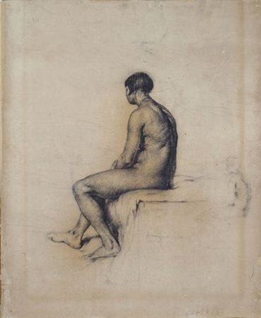 Pietro Annigoni (Milano, 1910 - Firenze, 1988) Nudo di spalle Carboncino su...