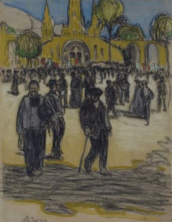 Albert Gleizes (Parigi, 1881 - Avignone, 1953) Folla nella piazza di Lourdes,...