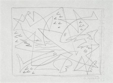 Gino Severini (Cortona, 1883 - Parigi, 1966) Progetto per arazzo, anni '50...