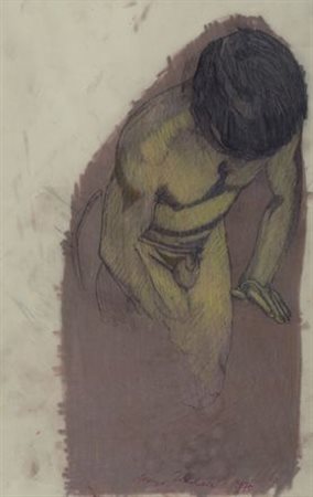 Lorenzo Tornabuoni (Roma, 1934) Nudo maschile, 1970 tecnica mista su carta,...