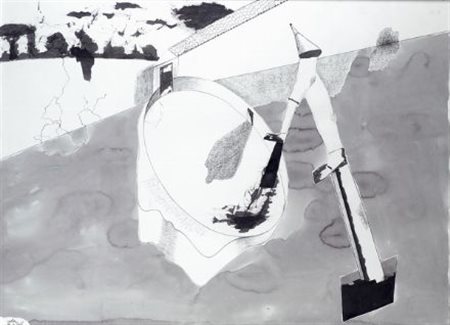 Renato Ranaldi (Firenze, 1941) Intruso, 1991 China su carta, cm.55x75 Firma e...