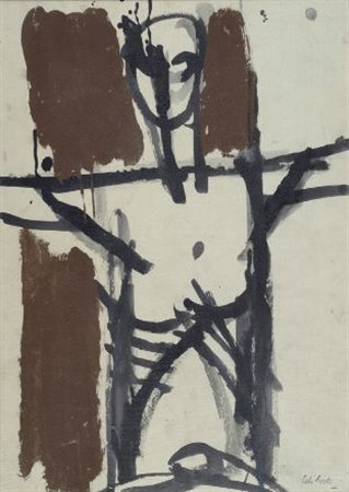 Antonio Celiberti Figura Tecnica mista su carta riportata su tela, cm.50x35...