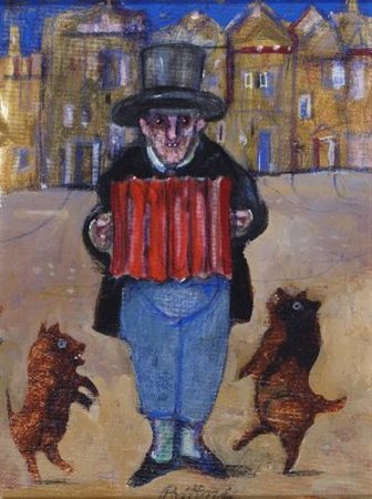 Antonio Possenti (Lucca, 1933) L'organetto rosso Olio su cartone telato, cm....