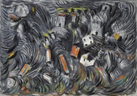 Roberto Barni (Pistoia, 1939) Scomposizione di paesaggio Olio e collage su...