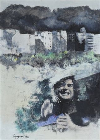 Renzo Vespignani (Roma, 1924 - 2001) Senza titolo, 1983 Tecnica mista su...