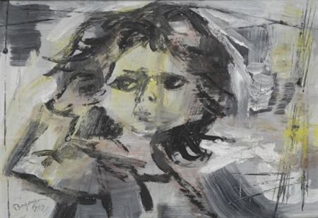 Aldo Borgonzoni (Bologna, 1913) Figura, 1959 Tempera su carta intelata, cm....