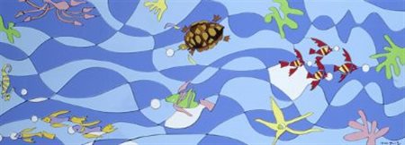 Ugo Nespolo (Mosso Santa Maria, 1941) Tropicana (bozzetto per mosaico)...