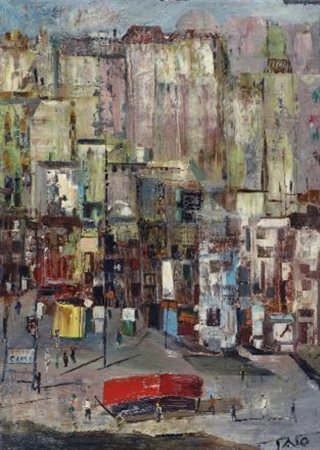 (Guglielmo Sansoni) Tato (Bologna, 1896 - 1974) Periferia, 1950 Olio su tela,...