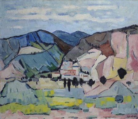 Sergio Scatizzi (Gragnano, 1918 - Firenze, 2009) Paesaggio, 1953 Olio su...
