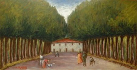 Ottone Rosai (Firenze, 1895 - Ivrea, 1957) Paesaggio, 1952 Olio su tavola,...