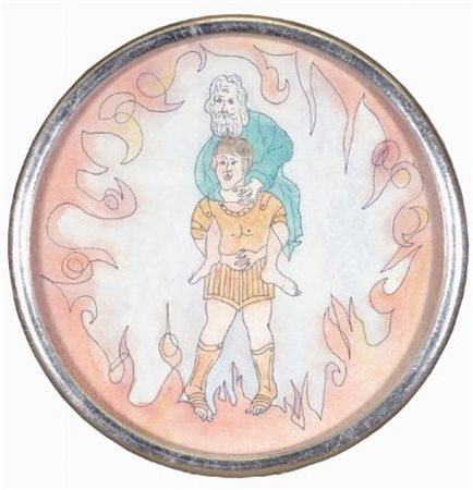 Luigi Ontani (Vergato, 1943) Enea e Anchise, 1980 China e acquerello su...