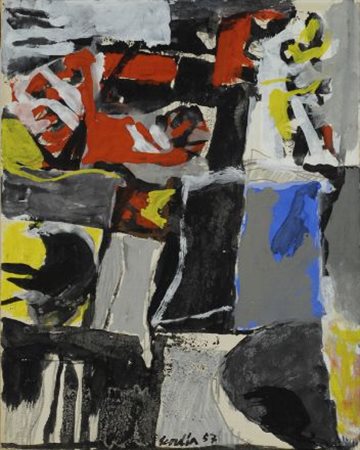 Antonio Scordia (Santa Fe, 1918 - 1988) Composizione astratta, 1957 Tecnica...