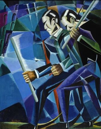 Pippo Rizzo (Corleone, 1887 - Palermo, 1946) In marcia, (1929) Olio su tela,...