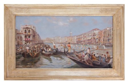Cesare Vianello Venezia 1862 - Venezia 1953 La regata sul Canal Grande a Venezia 
