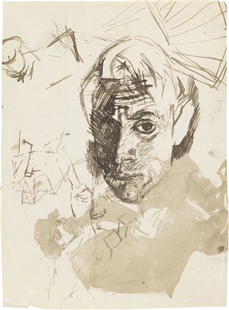 Mario Sironi, Testa (probabile autoritratto) e forme, 1913 ca.