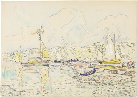 Paul Signac, Voiliers dans un port breton, 1928 ca.