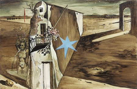 Salvador Dalí, Composition avec tour (Progetto per sipario di scena di «Café de Chinitas»), (1943)