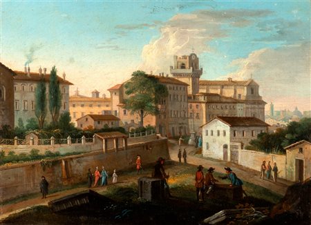 Scuola romana, secolo XVIII - Veduta del rione Monti a Roma