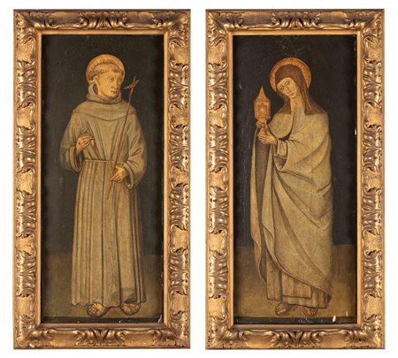Pittore popolare, secolo XV, e restauratore moderno - San Francesco e Santa Chiara (en pendant)