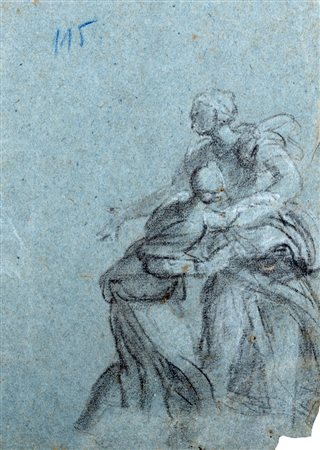 Scuola romana, inizi secolo XVIII - Studio di due donne per il ritrovamento di Mosè