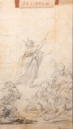 Scuola napoletana, secolo XVIII - Mosè fa scaturire l'acqua dalla roccia (recto) e Apoteosi di un San Giuseppe da Copertino (verso)