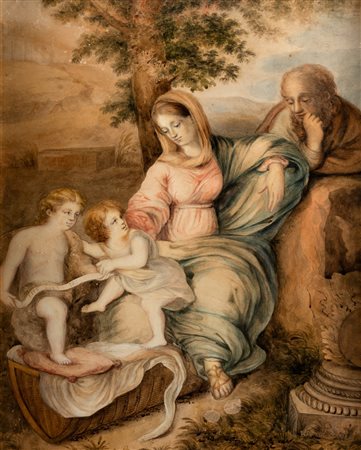 Pittore accademico del secolo XIX, da Raffaello - Sacra Famiglia sotto la quercia
