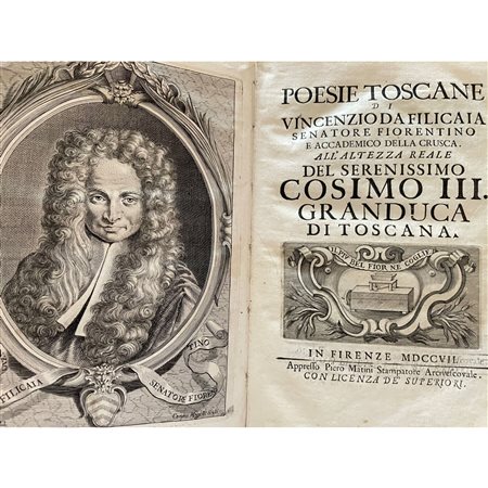 1707, Filicaia V., Poesie toscane, Stampato in Firenze da Pietro Matini