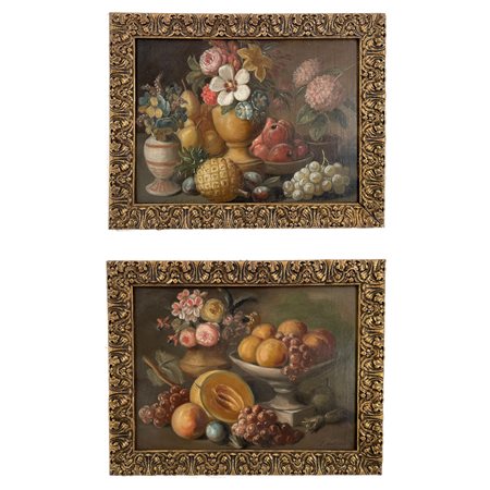 Leopold Van (Von) Stoll (Olanda 1808 – Vienna 1889) Paio di dipinti raffiguranti “Nature morte”