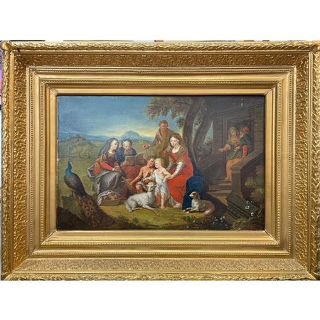 Della Croce Giovanni Nepomuceno (1736 - 1819), La Sacra Famiglia e il giovane Giovan Battista in un paesaggio, 1767