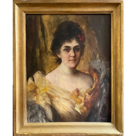 XIX° sec., Giacomo Grosso (1860 - 1938). Ritratto femminile