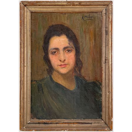 Alessandro Milesi (Venezia 1856 – 1945), “Ritratto di ragazza”