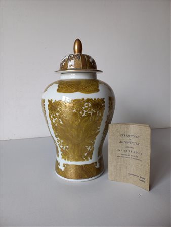 Vaso Potiche in porcellana decorata a mano - Giappone - Vecchia Imari - h.cm.31