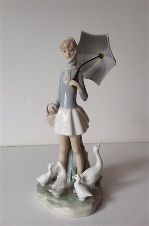 LLADRO Fanciulla con oche ed ombrellino - porcellana - h.cm.25