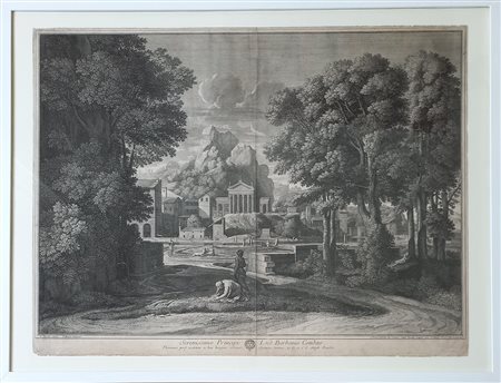 ETIENNE BAUDET (1638-1711) - Da Poussin: Il Funerale di Focione bulino...