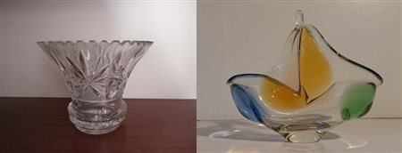 Vaso in vetro massello h.cm.18 e Vaso in cristallo molato