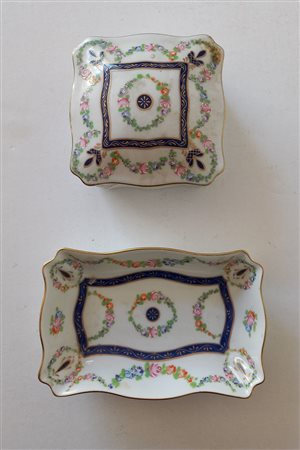 ANCAP - Scatola e piattino in porcellana dipinta a motivi floreali